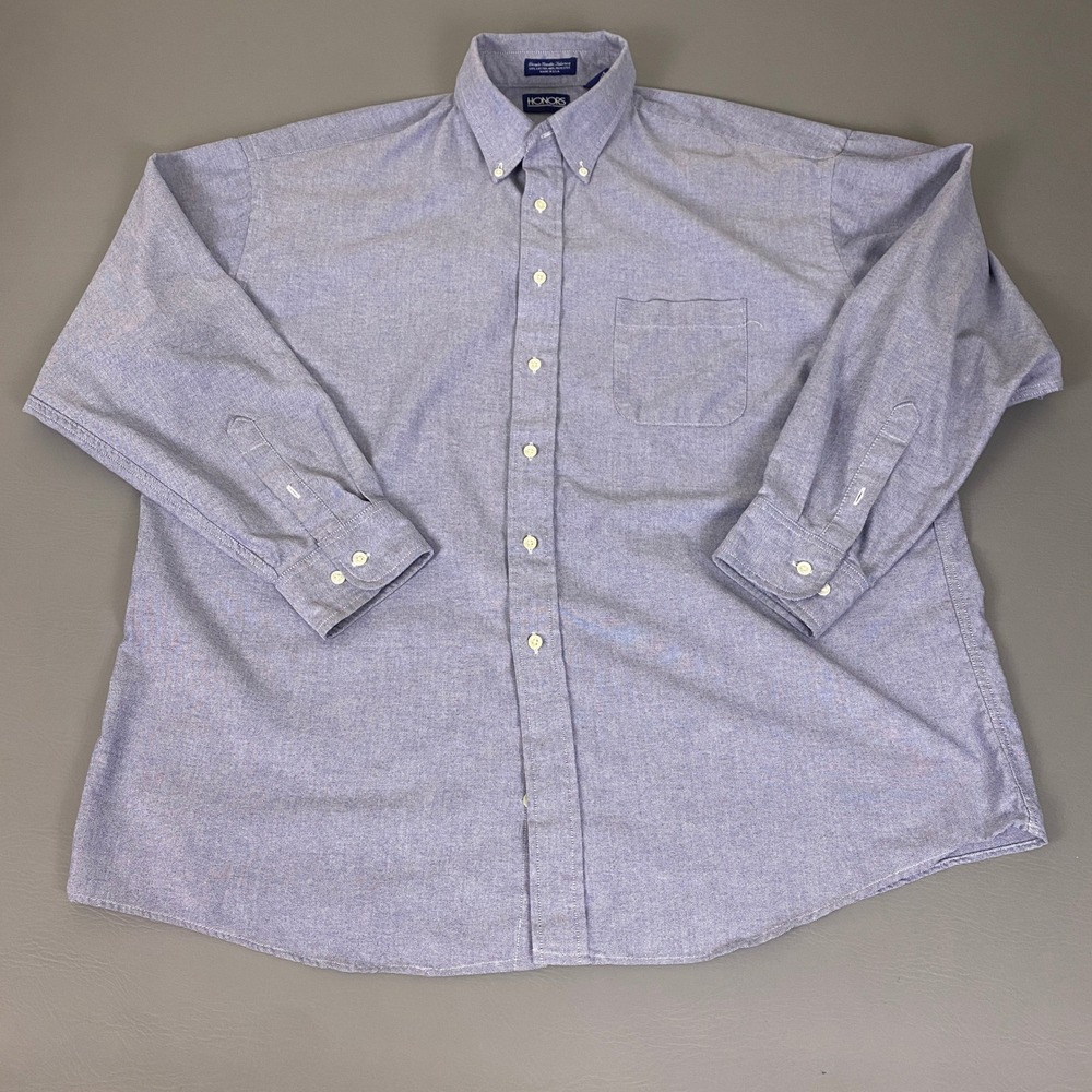 Honors Oxford Button Down Shirt Men's Size XL Blue  Long Sleeve Made in USA **